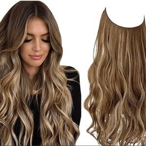 New In Pkg 14" Wavy Ash Blonde Halo Hair Extention